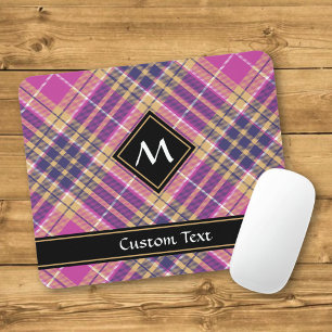 Pink, Gold and Blue Tartan Mouse Mat