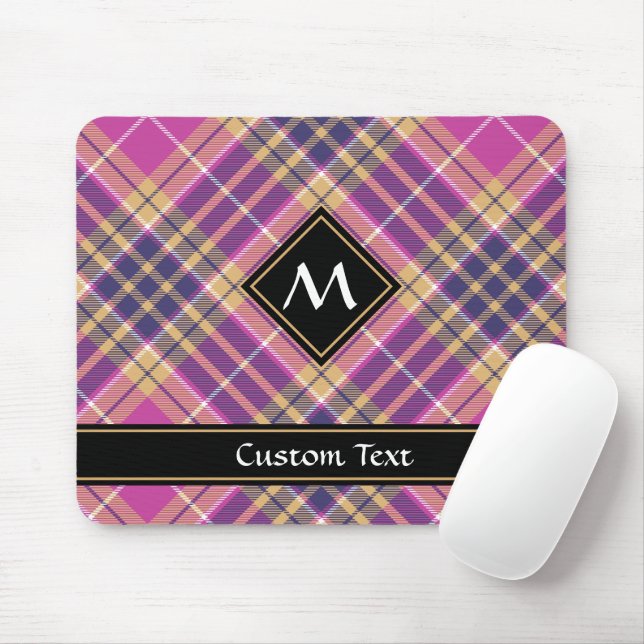 Pink, Gold and Blue Tartan Mouse Mat (With Mouse)