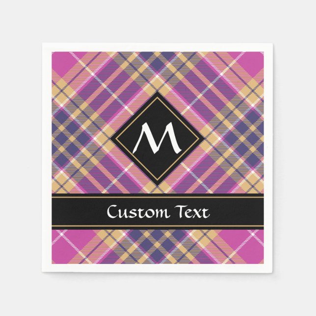 Pink, Gold and Blue Tartan Napkin (Front)