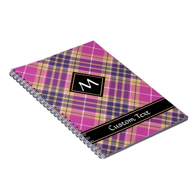 Pink, Gold and Blue Tartan Notebook (Right Side)