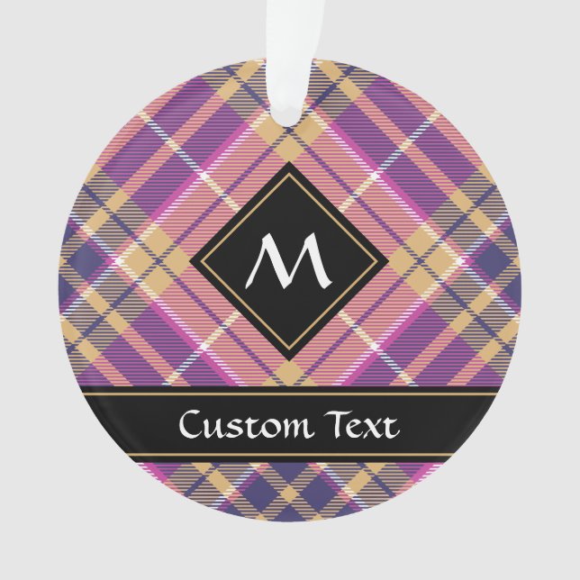 Pink, Gold and Blue Tartan Ornament (Front)