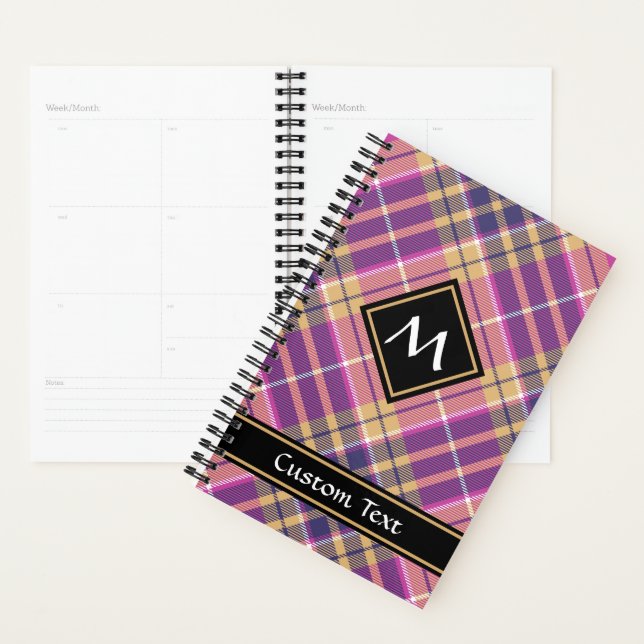Pink, Gold and Blue Tartan Planner (Display)
