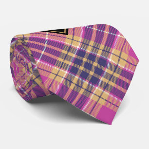 Pink, Gold and Blue Tartan Tie