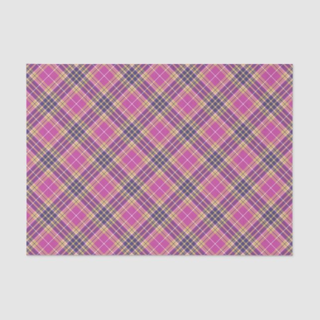 Pink, Gold and Blue Tartan Tissue Paper (Front)