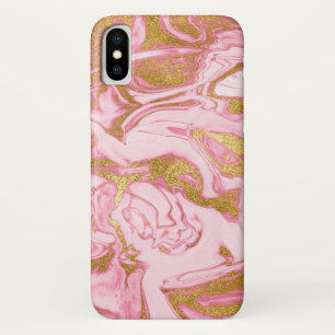 Pink, Gold and White Marble Elegant Modern iPhone X Case