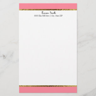 Pink Gold and White Personalised Stationery