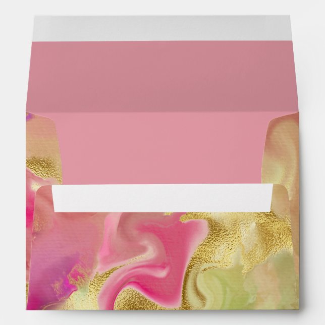 Pink, gold, and yellow marble watercolor  envelope (Back (Bottom))