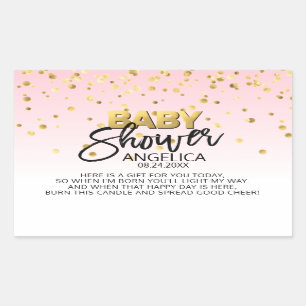 Pink Gold Baby Shower Candle Votive Favour Labels