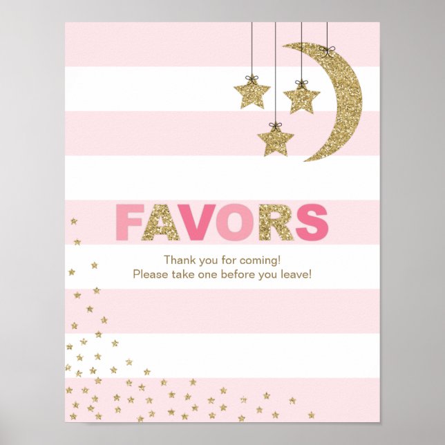 pink gold baby shower decor favours table sign pin (Front)