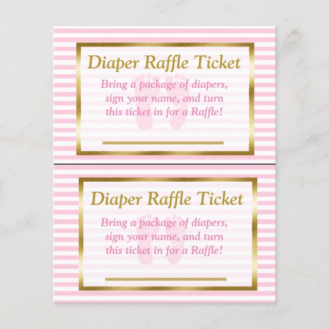 Pink & Gold  Baby Shower Diaper Raffle (Front)