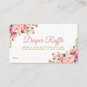 Pink Gold Baby Shower Diaper Raffle Ticket Card