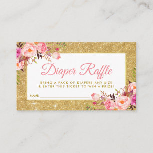 Pink Gold Baby Shower Diaper Raffle Ticket Card G