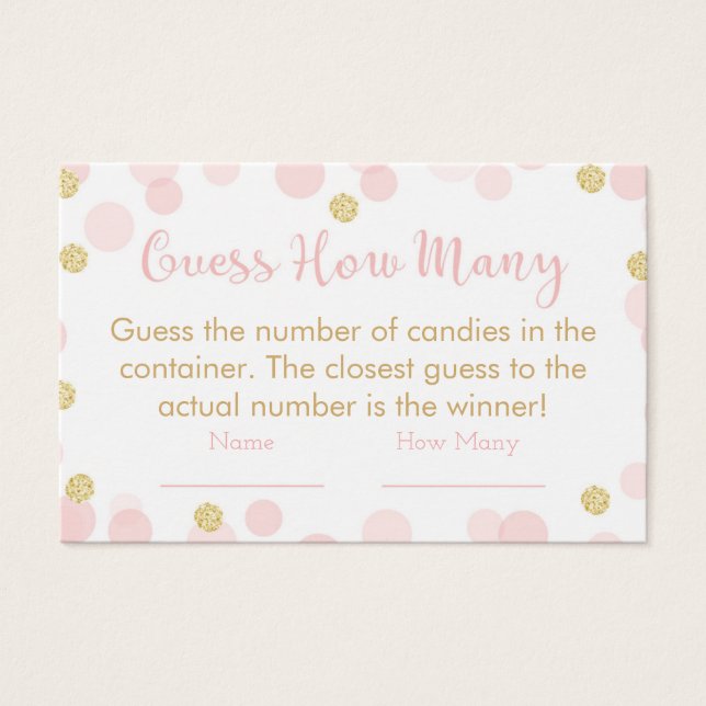 Pink Gold Baby Shower Guess How Many Game Confetti (Front)