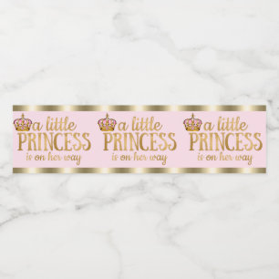 Pink Gold Baby Shower Princess Water Bottle Labels