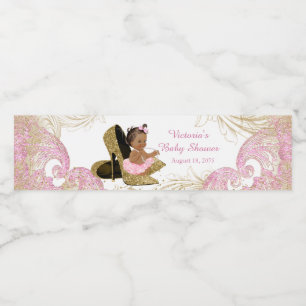 Pink Gold Baby Shower Water Bottle Labels