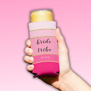 Pink Gold Bachelorette Bride Tribe Seltzer Can Cooler