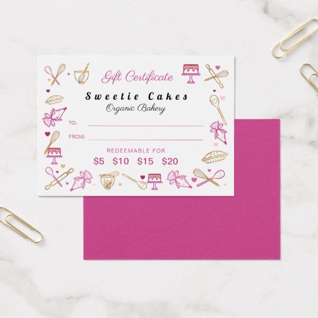 Pink Gold Baking Cooking Utensil Gift Certificate (Office)