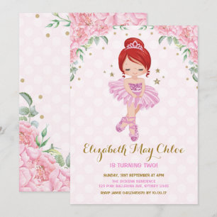 Pink Gold Ballerina Birthday Invite Princess Party