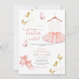 Pink Gold Ballet Girl Baby Shower Invitation