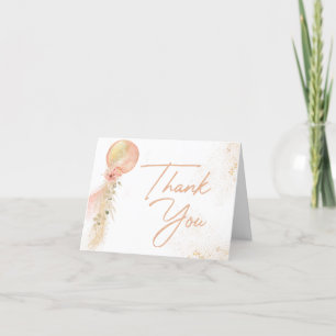 Pink Gold Balloon Eucalyptus greenery thank you  Card