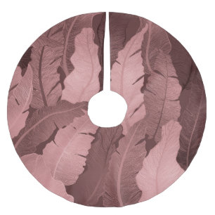 Pink Gold Banana Leaves: Luxury Brushed Polyester Tree Skirt