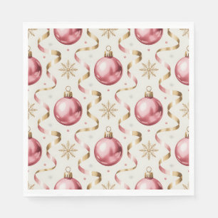 Pink Gold Bauble Luxury Christmas Holiday Napkin