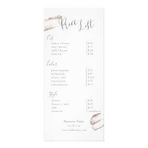 Pink Gold Beauty Salon Price List Rack Card