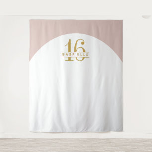 Pink Gold Birthday Custom Arch Photo Backdrop Tapestry