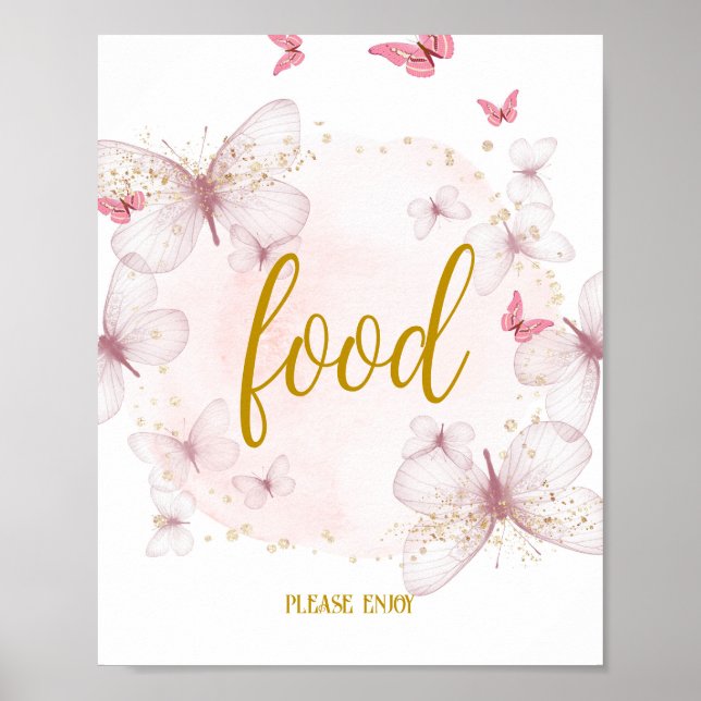 Pink & Gold Birthday Food Table Sign (Front)