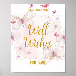 Pink & Gold Birthday Well Wishes Table Sign
