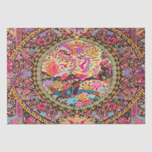 Pink Gold Blue Persian Floral Peacock Decoupage  Tissue Paper