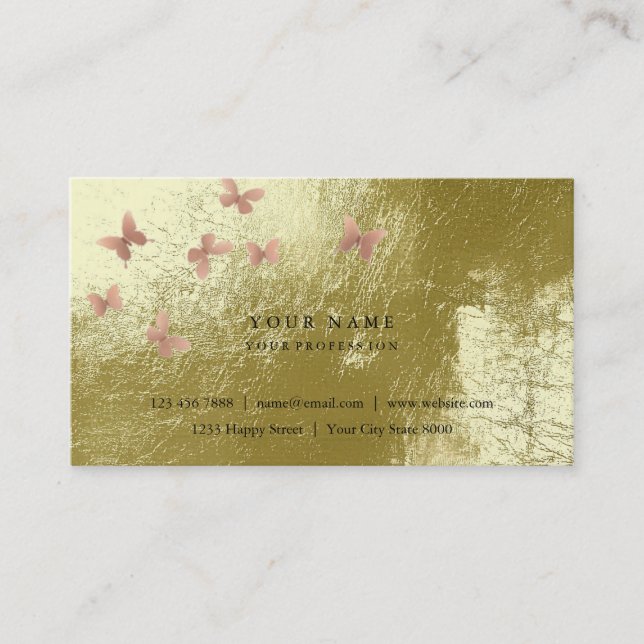 Pink Gold Blush Cooper Mint Green Metallic Business Card (Front)