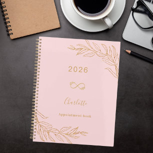 Pink gold botanical foliage elegant planner