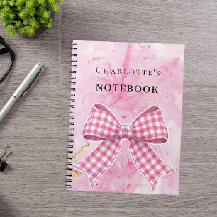 Pink gold bow notebook