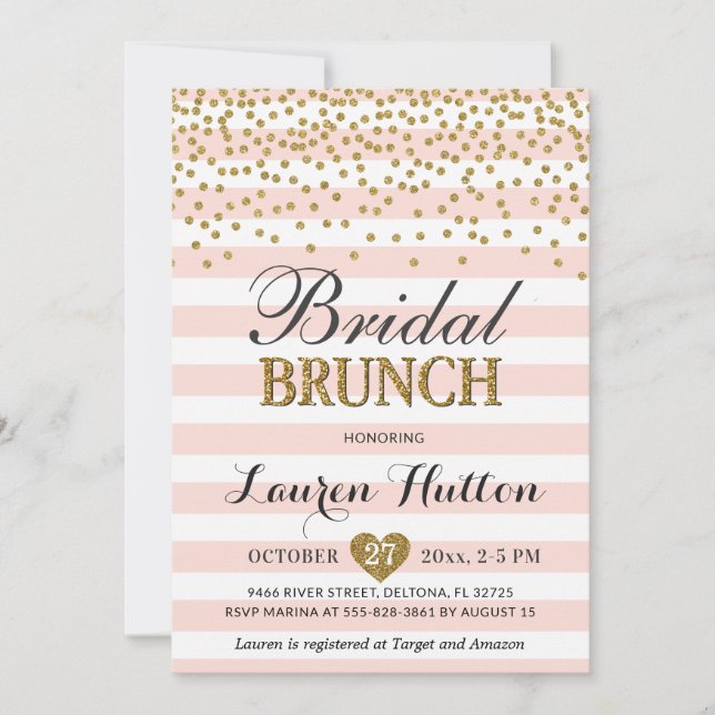 Pink Gold Bridal Brunch Invitations Cards Mimosa (Front)