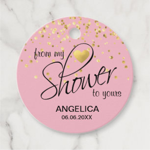 Pink Gold Bridal Shower - From My Shower to Yours Favour Tags