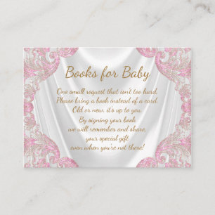 Pink Gold Bring a Book Baby Shower Cards
