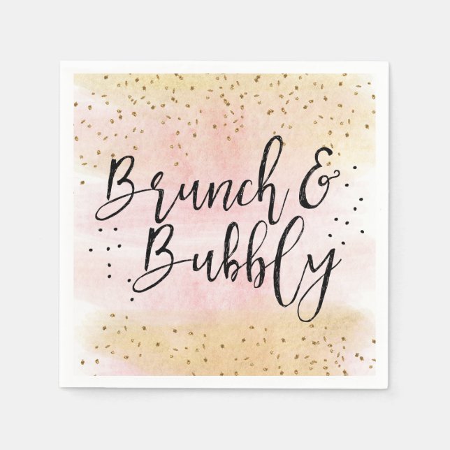 Pink Gold Brunch and Bubbly Bridal Shower Napkin (Front)