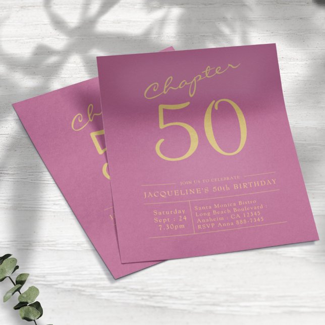 Pink Gold Budget 50th Birthday Invitation Flyer (Creator Uploaded)
