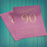 Pink Gold Budget 90th Birthday Invitation Flyer<br><div class="desc">Celebrate your special day with a lavish, yet budget-friendly, 90th birthday invitation. This eye-catching invitation features a beautiful pink background with gold script, providing an elegant accent that will surely impress your guests. With our unique and affordable design, create an unforgettable celebration and invite your family and friends to join...</div>