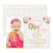 Pink Gold Bunny Photo 1st Birthday Invitation
