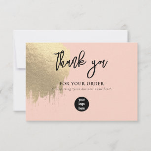 Pink Gold Business Thank You Logo Social Media Card
