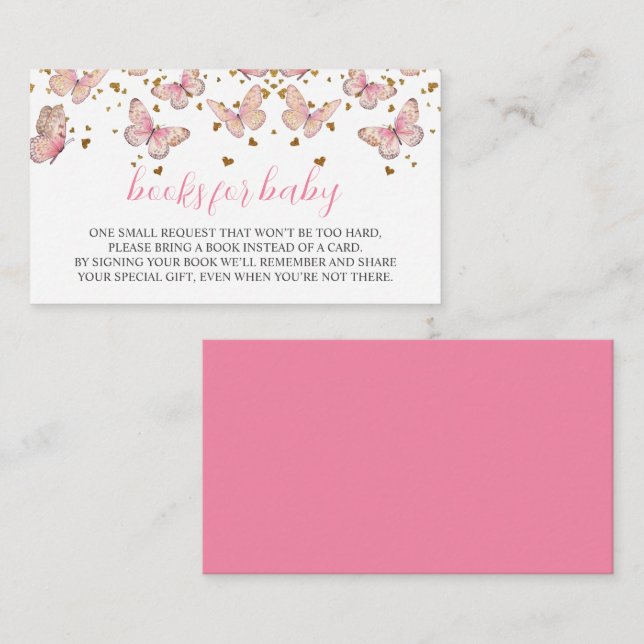 Pink & Gold Butterfly | Books for Baby Insert  (Front/Back)