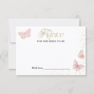 Pink Gold Butterfly Bridal Shower Advice Cards