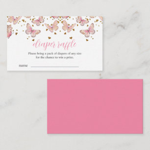 Pink & Gold Butterfly Diaper Raffle Insert