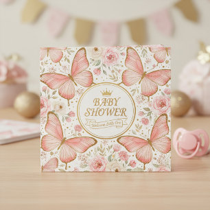 Pink Gold Butterfly Floral Baby Shower  Napkin