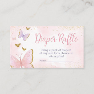 Pink Gold Butterfly Spring Diaper Raffle Enclosure Card