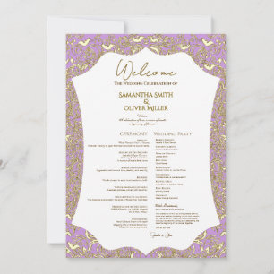 Pink Gold Butterfly Wedding Program Invitation