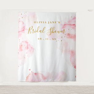 Pink & Gold Calligraphy Script Photo Prop Backdrop Tapestry