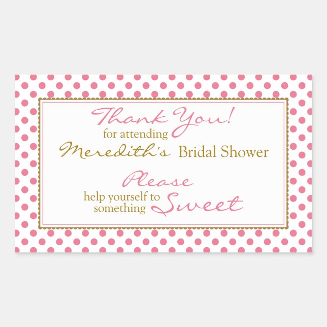 Pink Gold Candy Buffet Bridal Shower Stickers (Front)